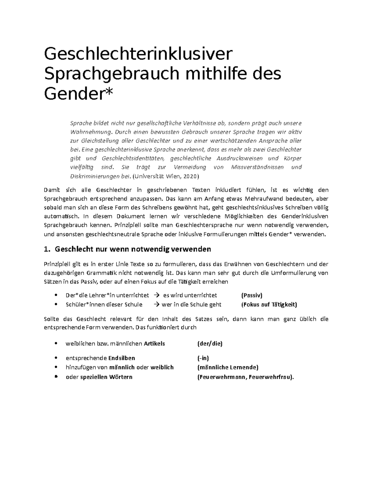 Genderleitfaden - Geschlechterinklusiver Sprachgebrauch Mithilfe Des ...