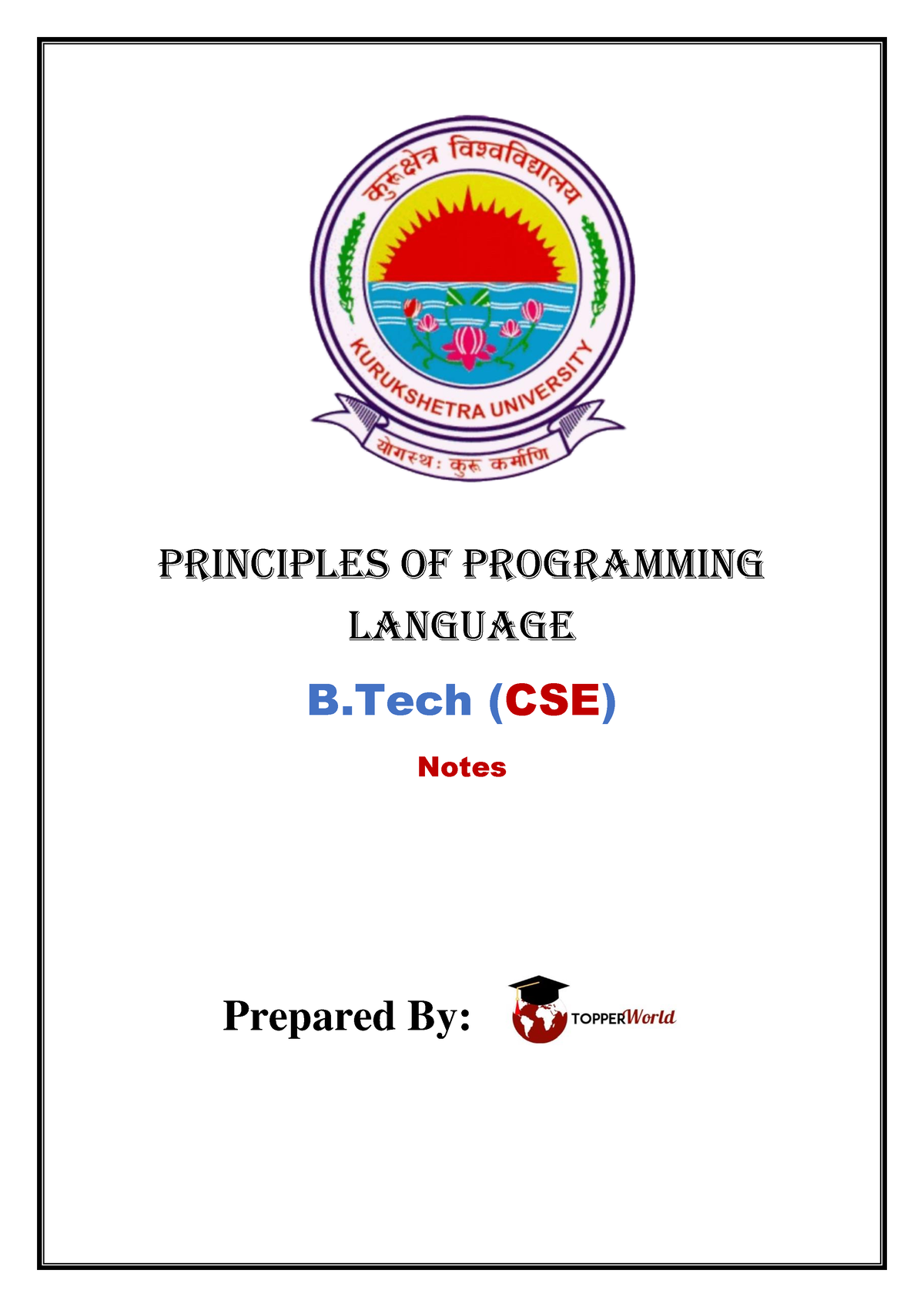 PPL - Principles Of Programming Language B (CSE) Notes Prepared By ...