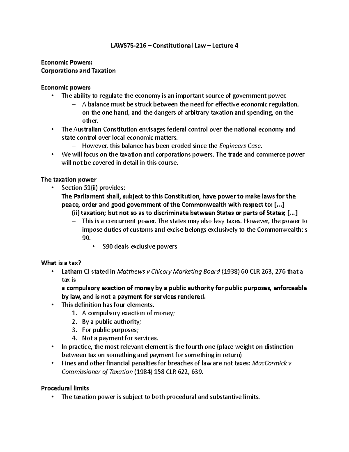 Consti Law - Lecture 4 - Laws75-318 - Bond - Studocu