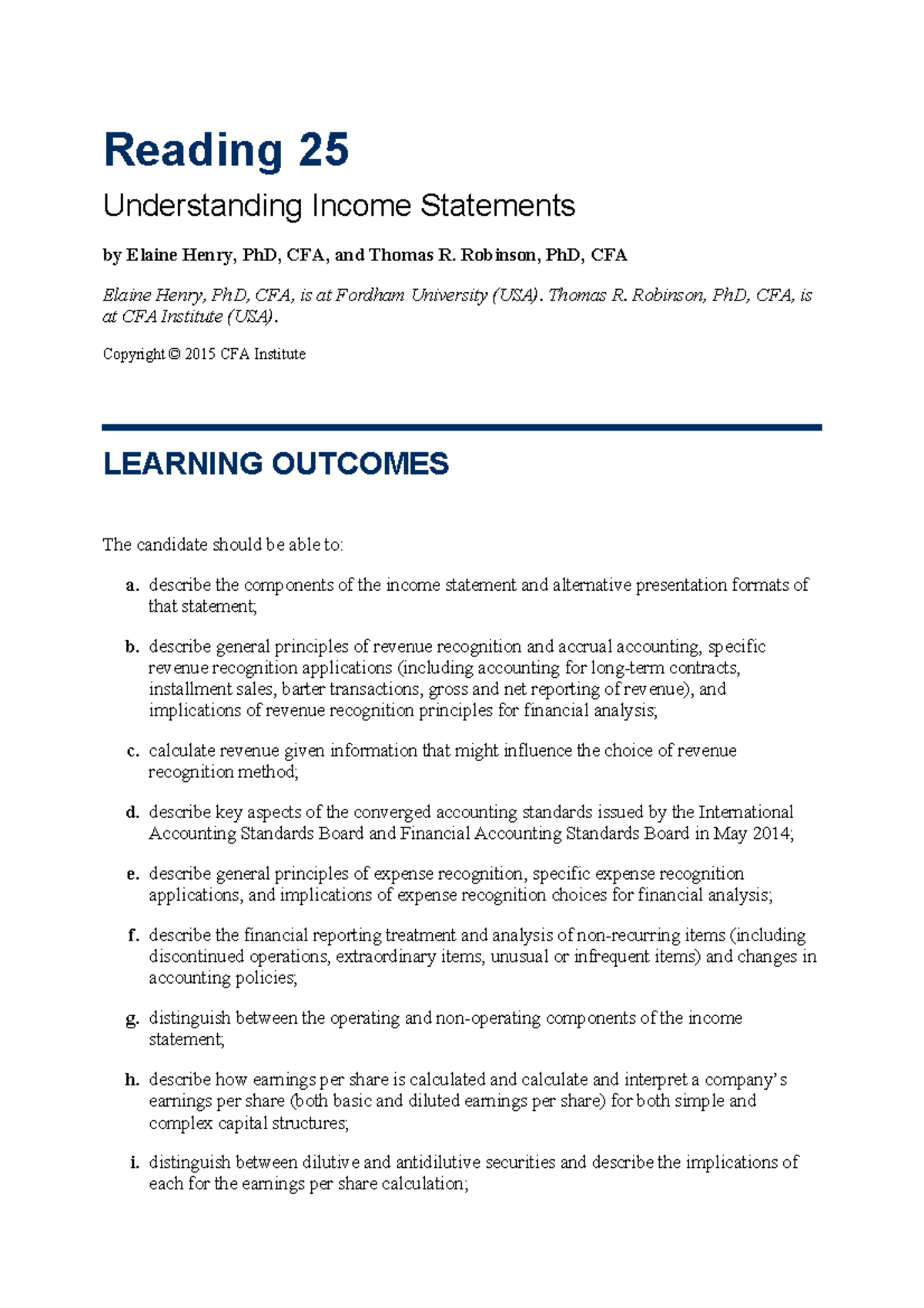 Reading 25 Understanding Income Statements L1 2016 Volume 3 - Reading ...