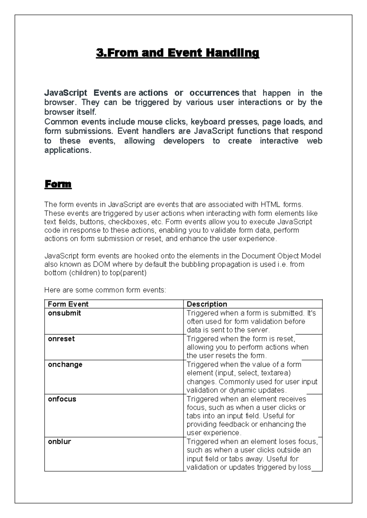 Css 3rd - CSS - 3 and Event Handling JavaScript Events are actions or ...