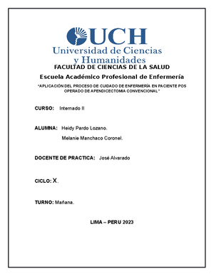 Pce Servicio De Inmunización - Facultad De Ciencias De La Salud Escuela 