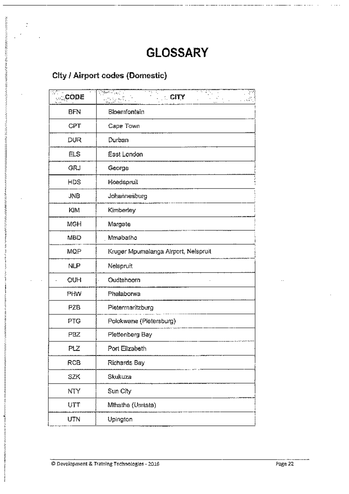 City Codes- Domestic and International - TOM2002 - Studocu