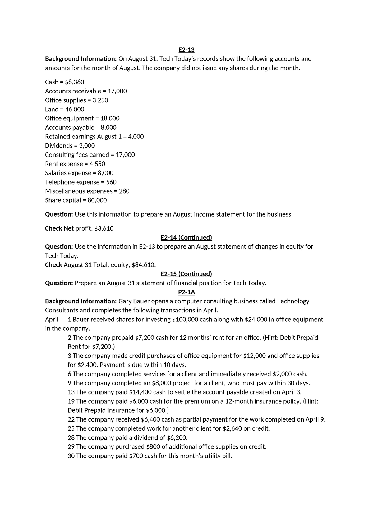 Chapter 2 - NOTES - E2- Background Information: On August 31, Tech ...