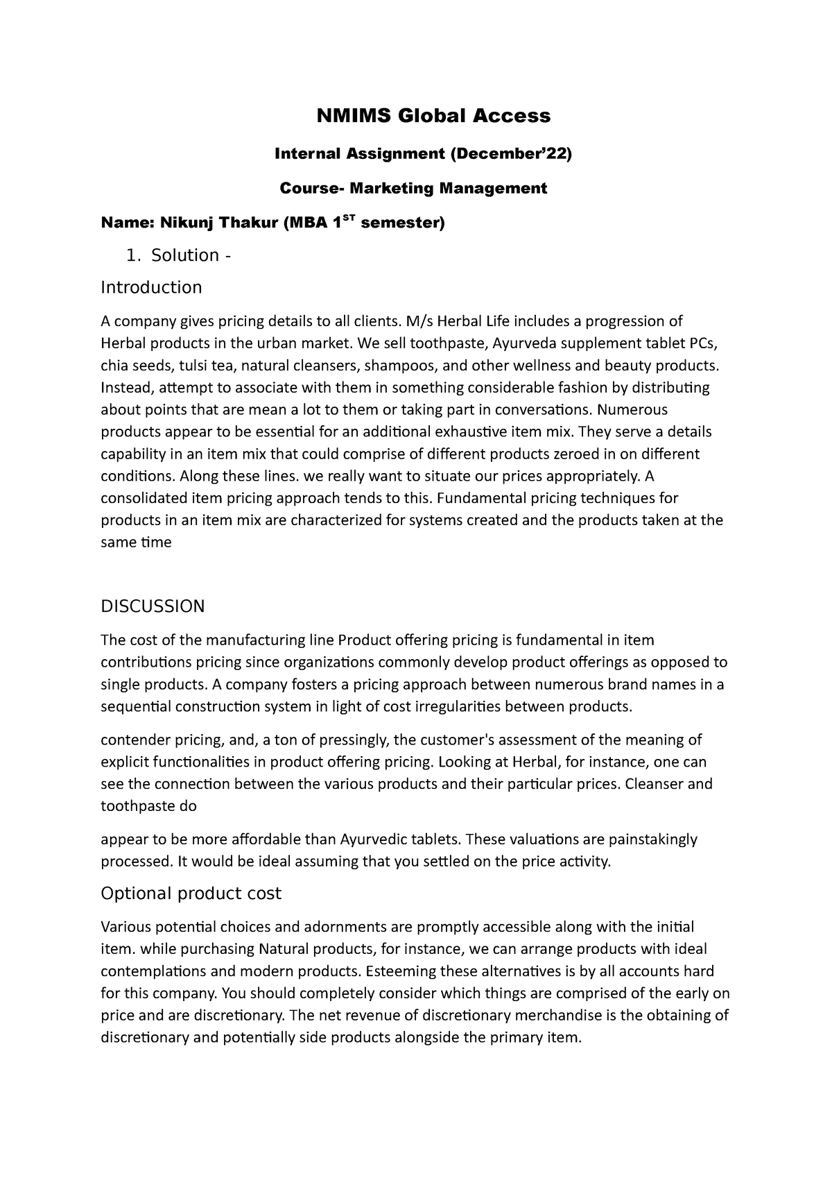 nmims brand management assignment