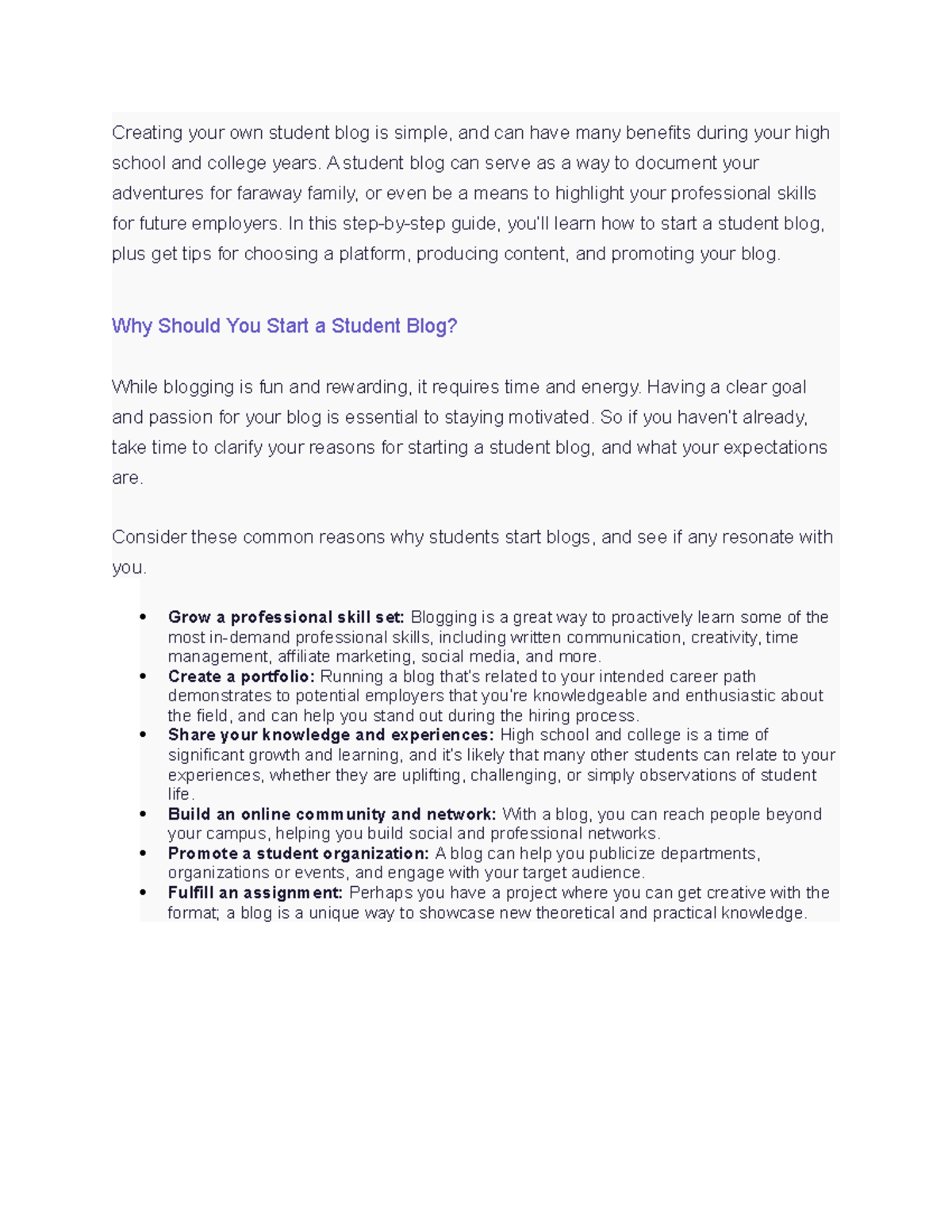 Blog creating - Good for beginners - Creating your own student blog is ...