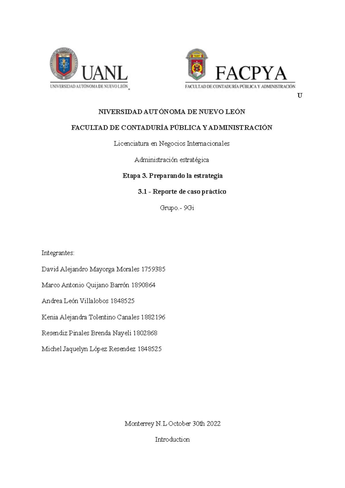 31 Reporte Caso Práctico U Niversidad AutÓnoma De Nuevo LeÓn Facultad De ContadurÍa PÚblica Y 6096