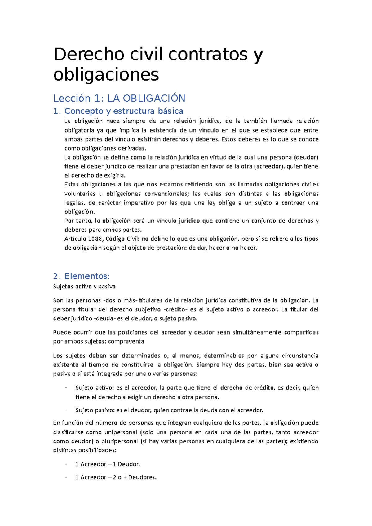 Tema 1. La Obligación - Apuntes Tema 1 - Derecho Civil Contratos Y ...