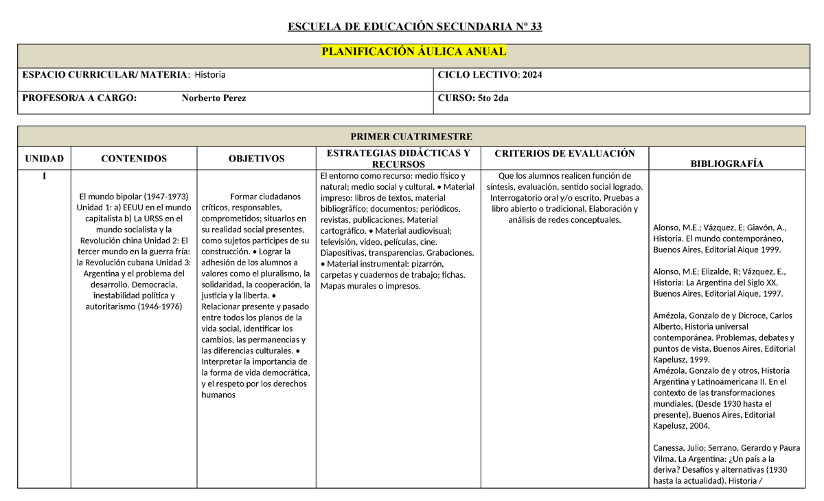 Modelo De Planificacion Anual Secundaria 2019 www.studocu.com
