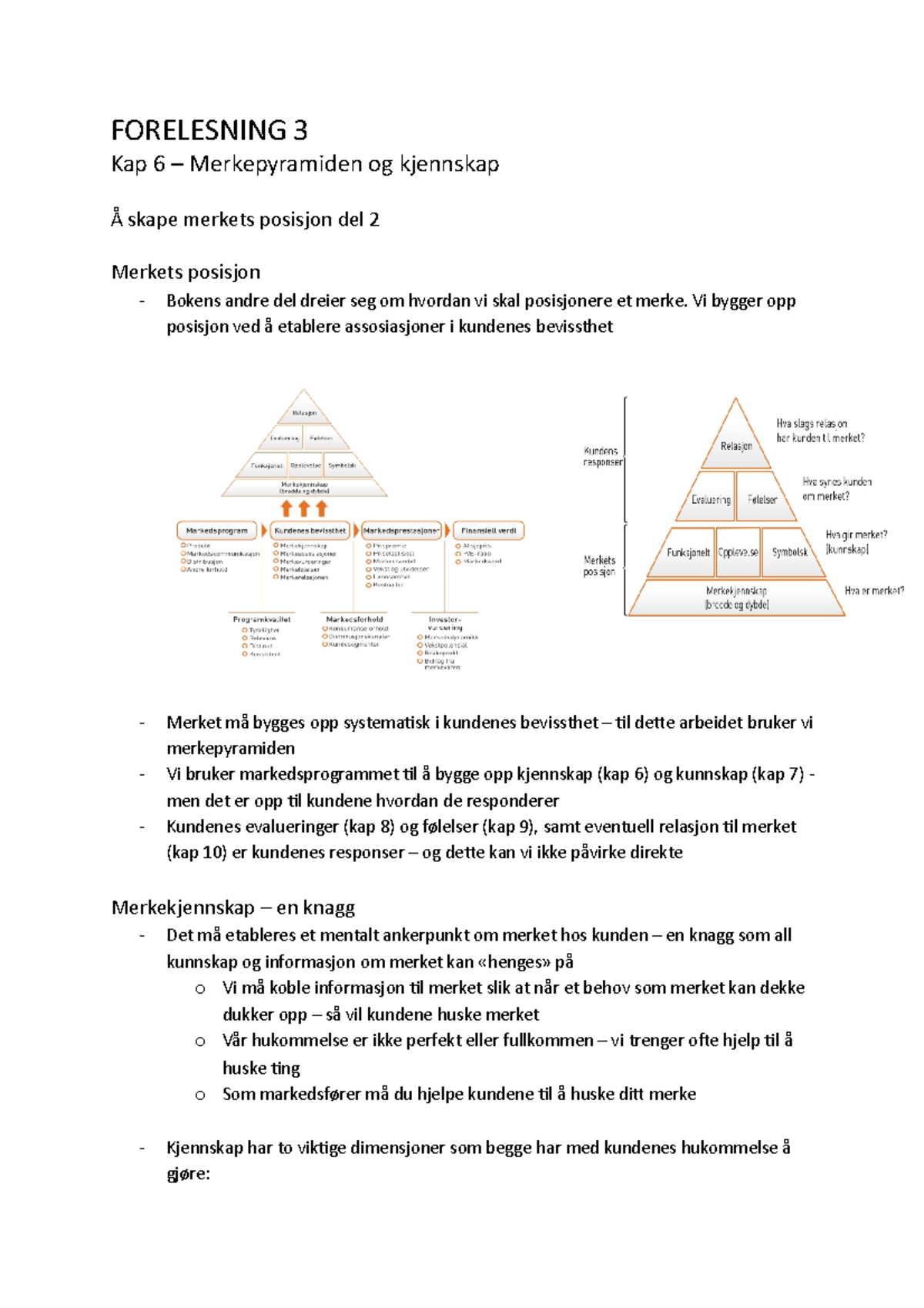 Forelesning 2 - Kap 6 – Merkepyramiden Og Kjennskap - FORELESNING 3 Kap ...