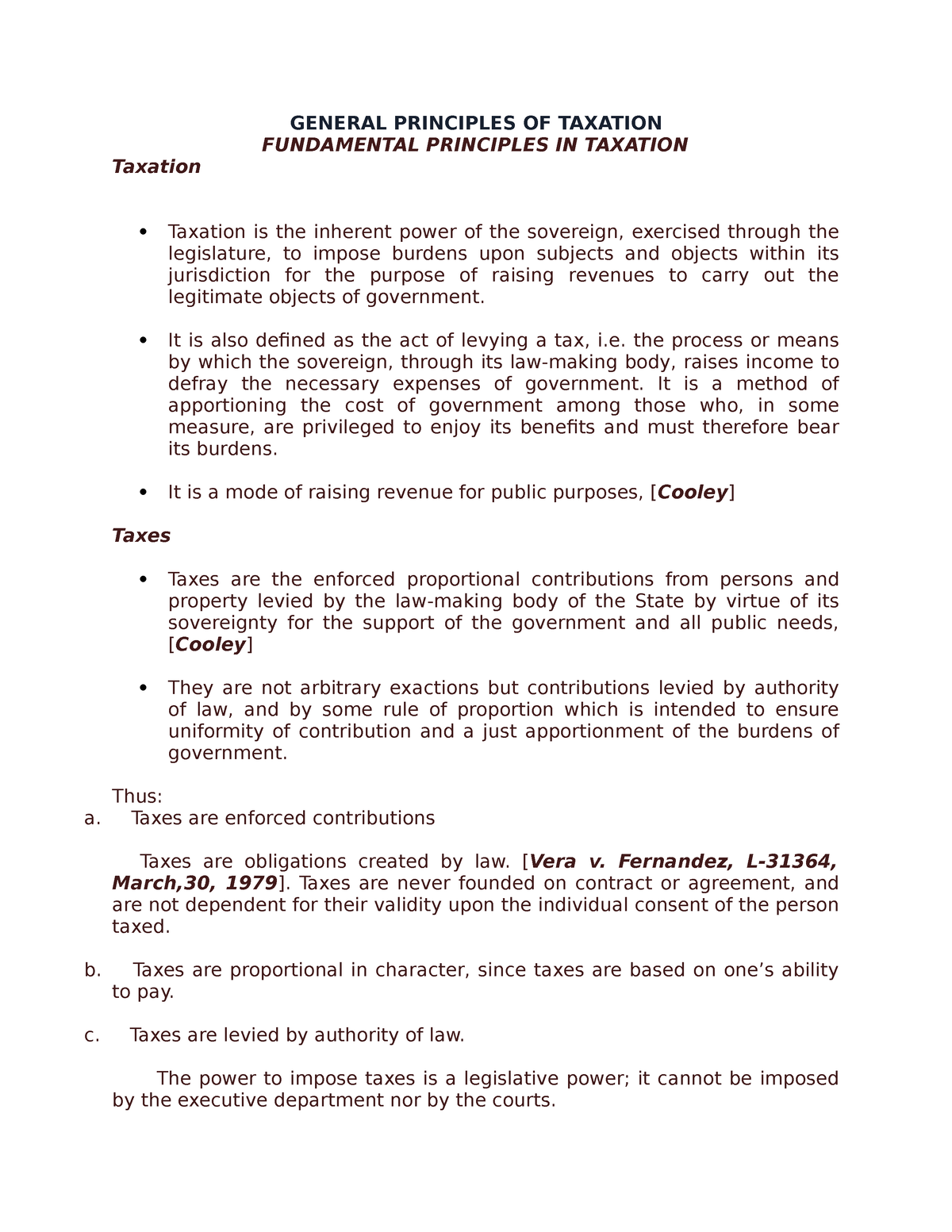 General Principles Of Taxation - GENERAL PRINCIPLES OF TAXATION ...