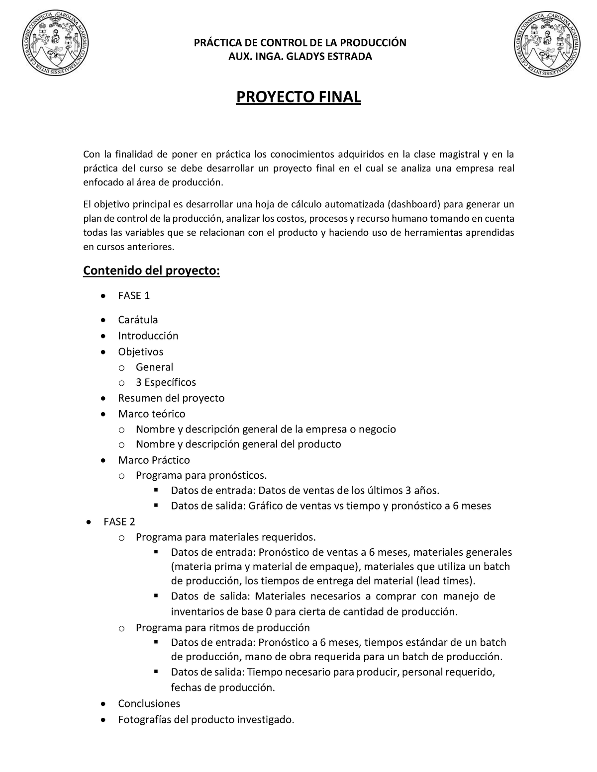 Guía De Proyecto Final Segundo Semestre 2023 - PR¡CTICA DE CONTROL DE ...