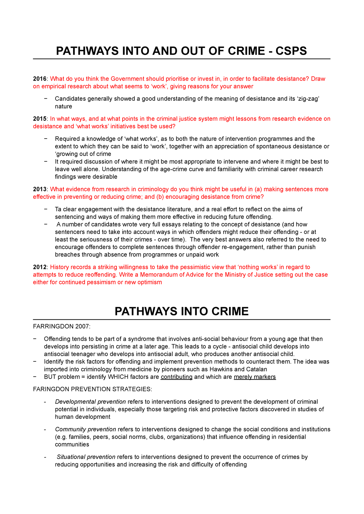 Pathways INTO AND OUT OF Crime - PATHWAYS INTO AND OUT OF CRIME - CSPS ...