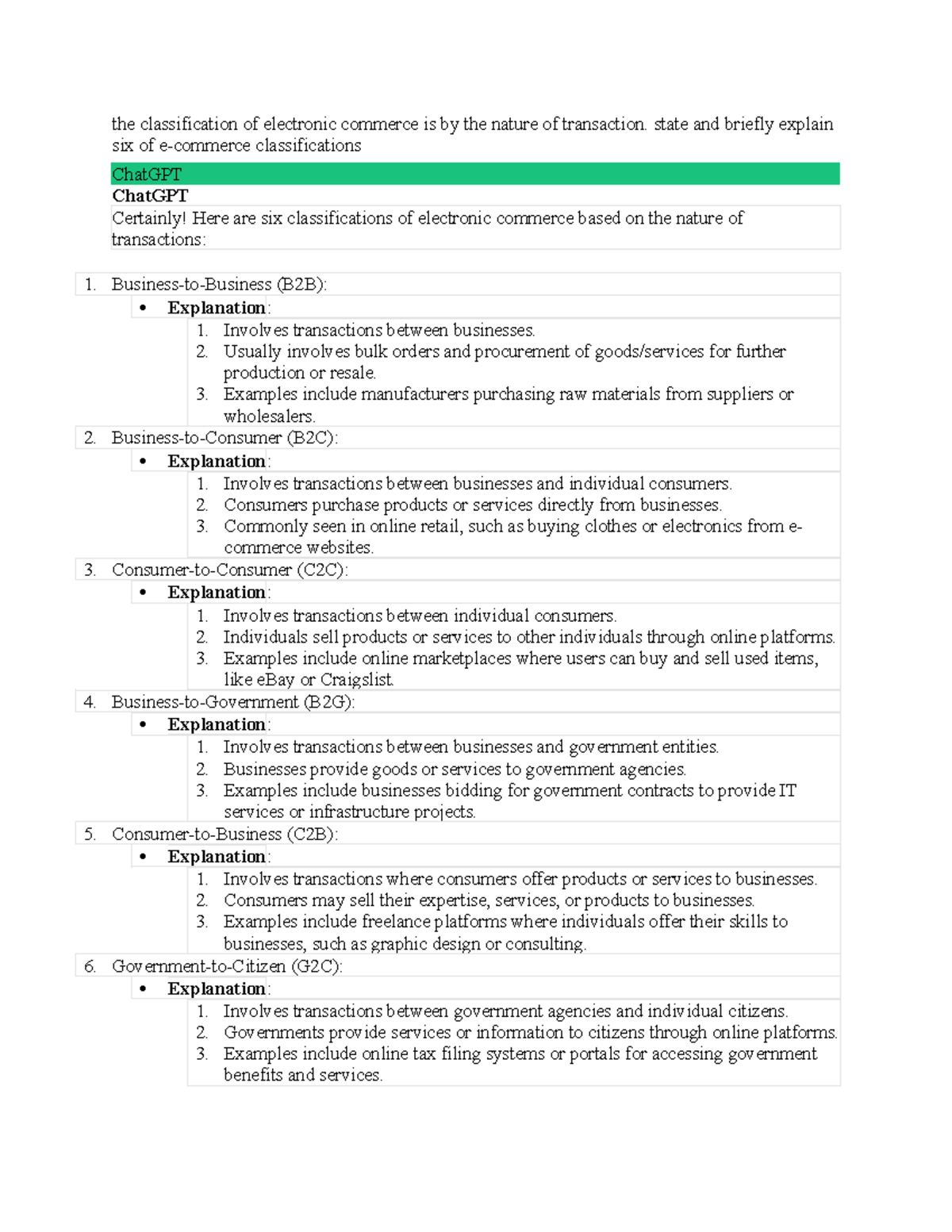 Junior - for study purposes - the classification of electronic commerce ...