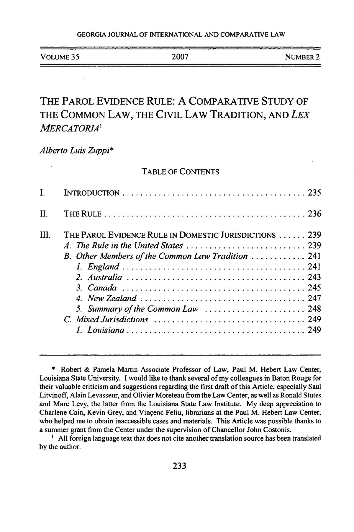 The Parol Evidence Rule A Comparative Study Of The Common Law T ...