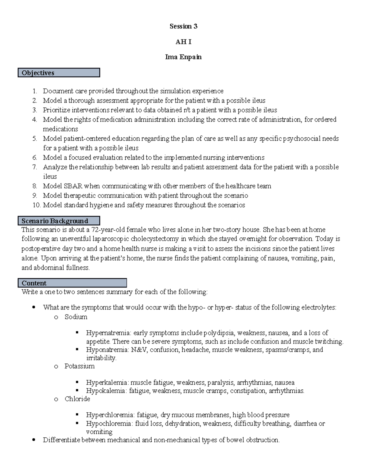Student Simulation Preparation Worksheet AH I Session 3 Ima Enpain ...