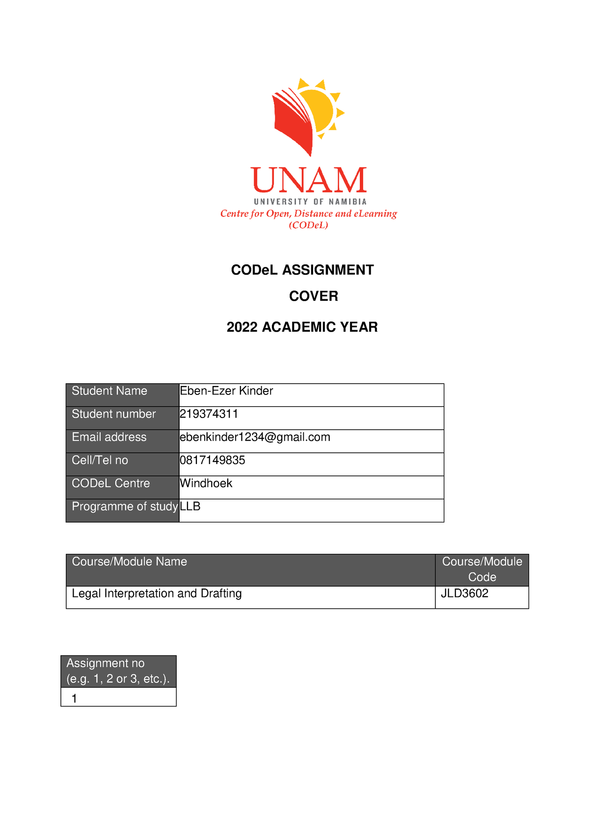 assignment-1-codel-assignment-cover-2022-academic-year-course-module