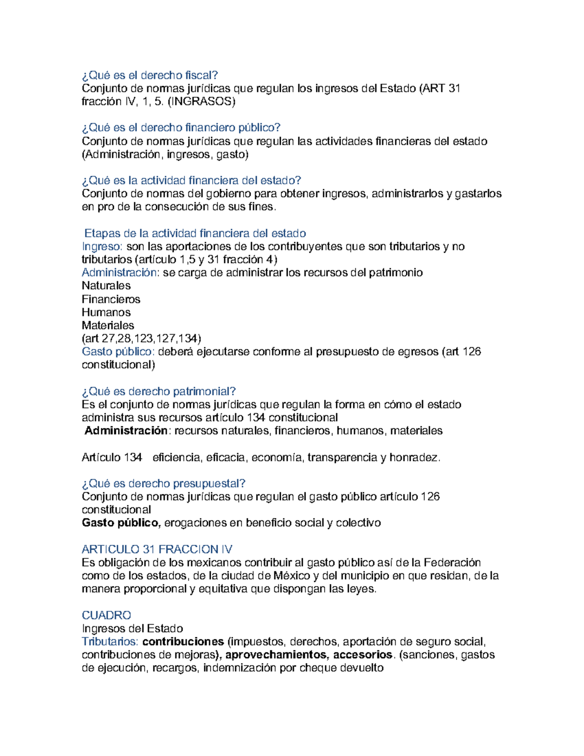 Examen Guia Fiscal - ¿Qué Es El Derecho Fiscal? Conjunto De Normas ...