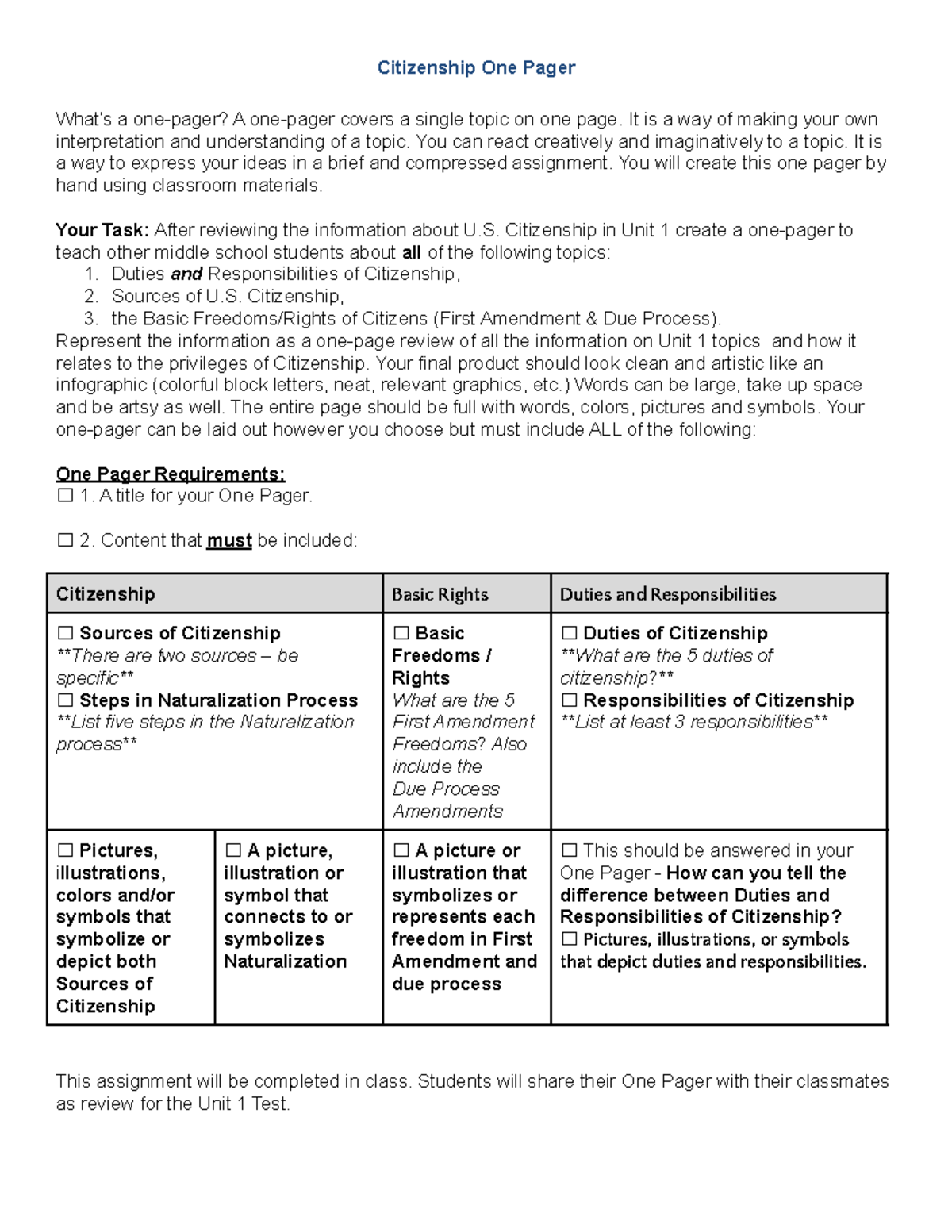 Citizenship One Pager - just bc - Citizenship One Pager What’s a one ...