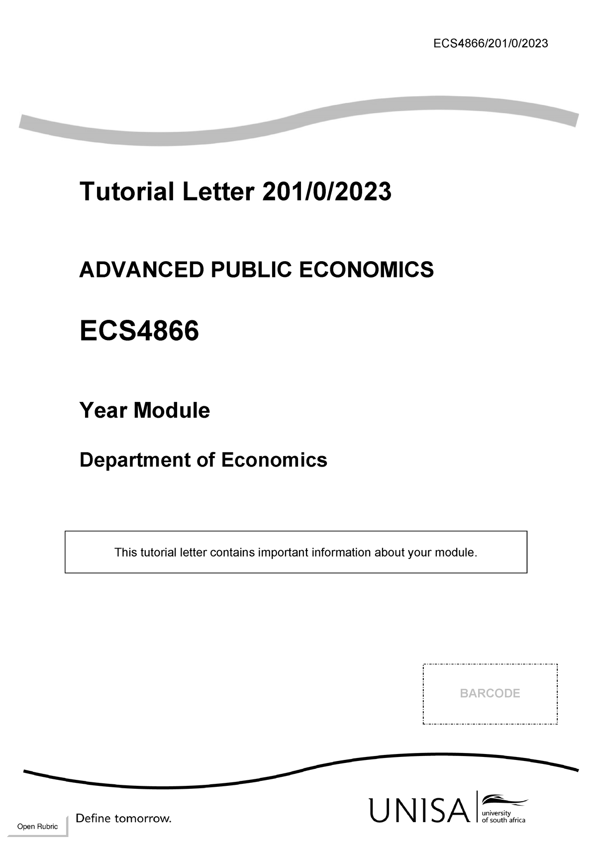 ECS4866 2023 TL201 - Assignment 1 Solutions - ECS4866/201/0/ Tutorial ...