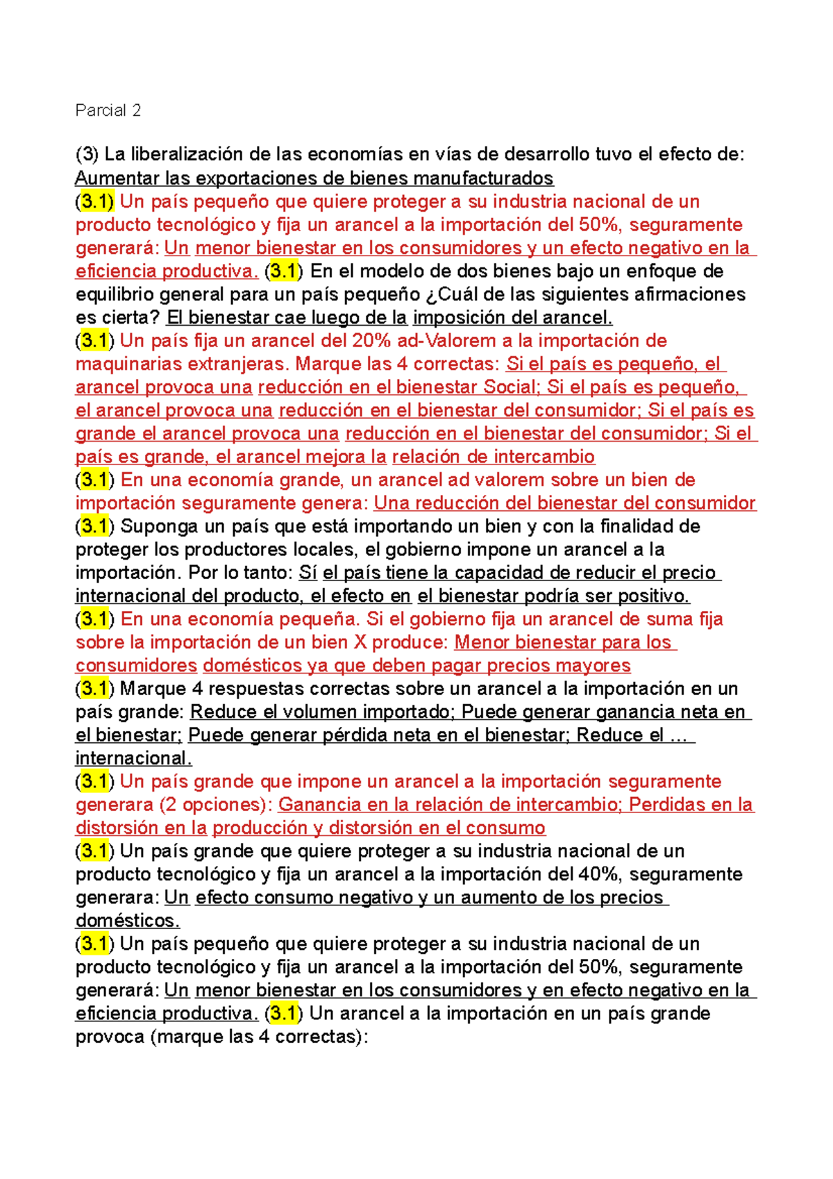 Preguntero Economia Int 2 Parcial - Parcial 2 (3) La Liberalización De ...