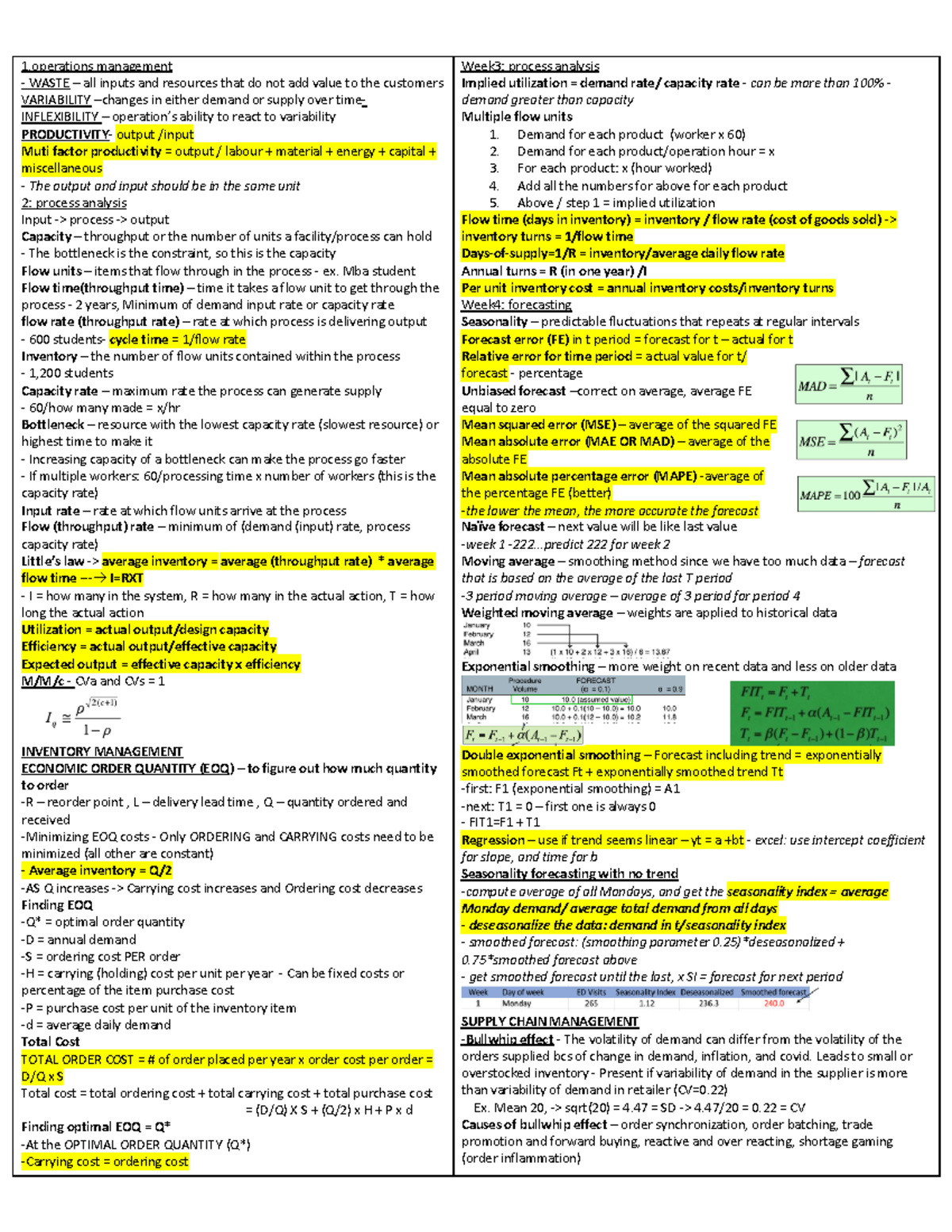 Cheatsheet - A one page cheat sheet for the final - 1 management WASTE ...