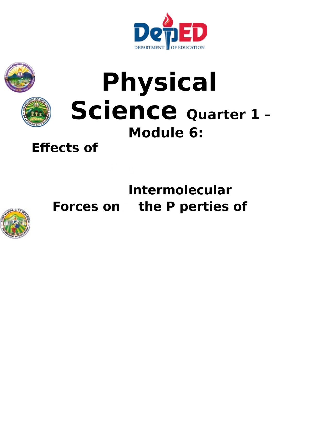 Physical Science Quarter 1 Module 6 - 11 Physical Science Quarter 1 ...