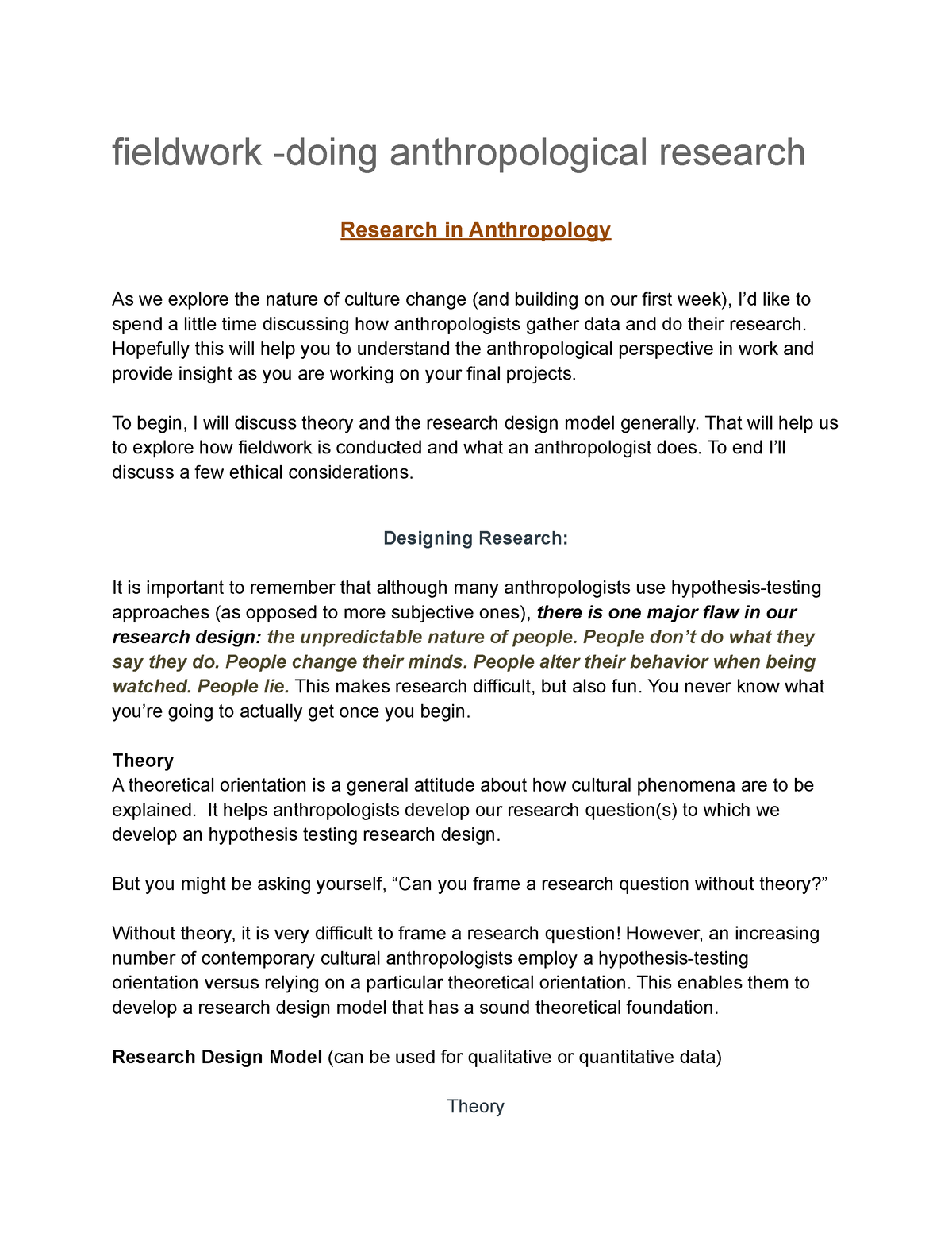anthropological fieldwork essay