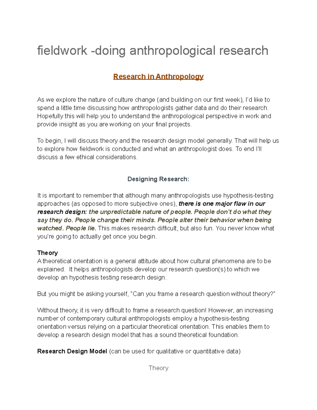 anthropological fieldwork essay