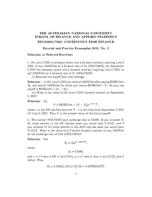 Assignment 2- Question - FINM 3003/7003 - Continuous Time Finance ...