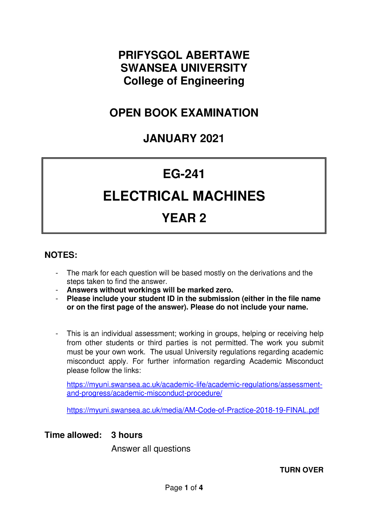 EG-241 January 2021 - PRIFYSGOL ABERTAWE SWANSEA UNIVERSITY College Of ...