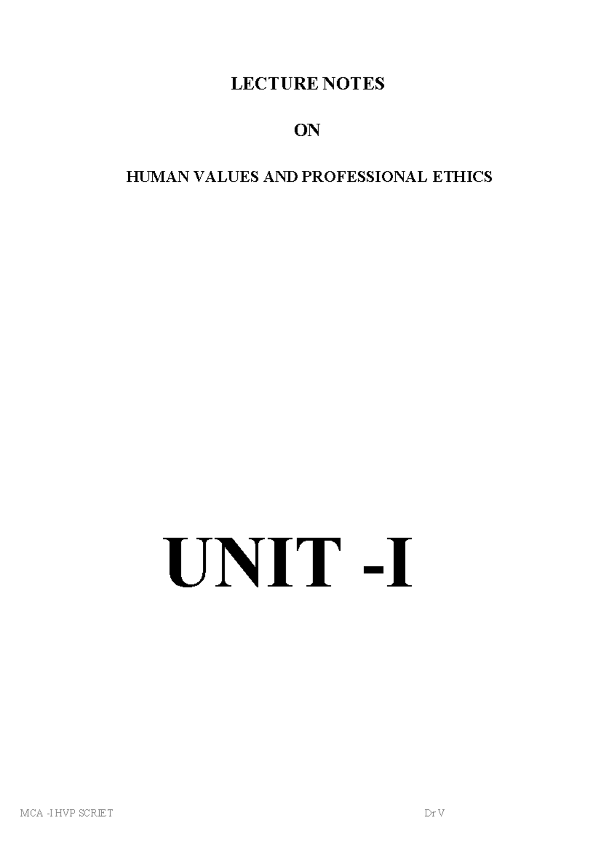 Professional ethics and human values - LECTURE NOTES ON HUMAN VALUES ...