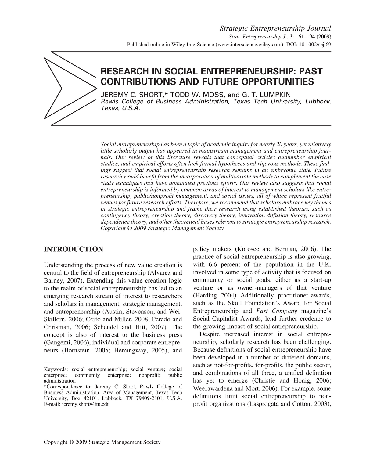 thesis about social entrepreneurship