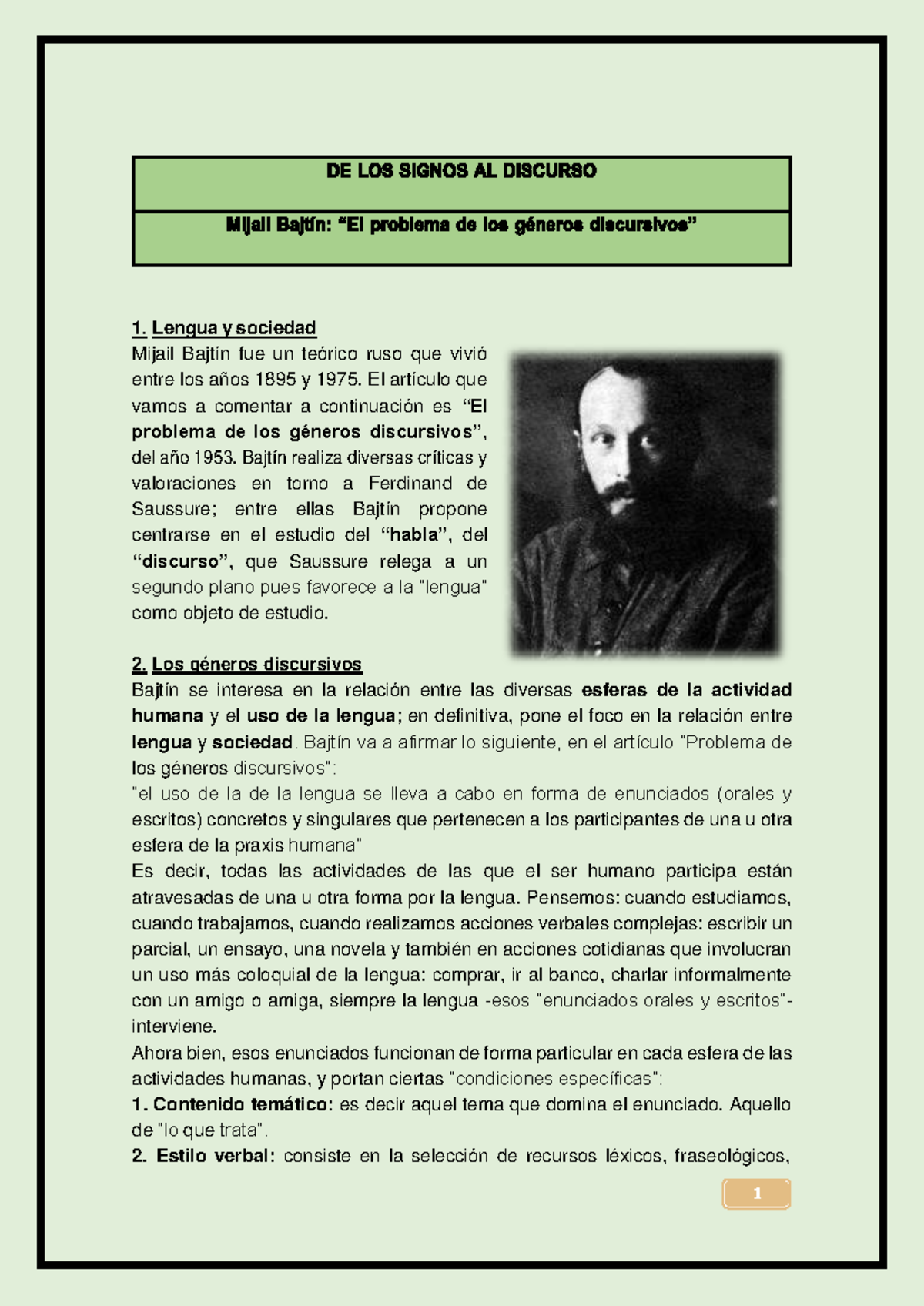 Semio Bajtin Géneros discursivos - 1. Lengua y sociedad Mijail Bajtín ...