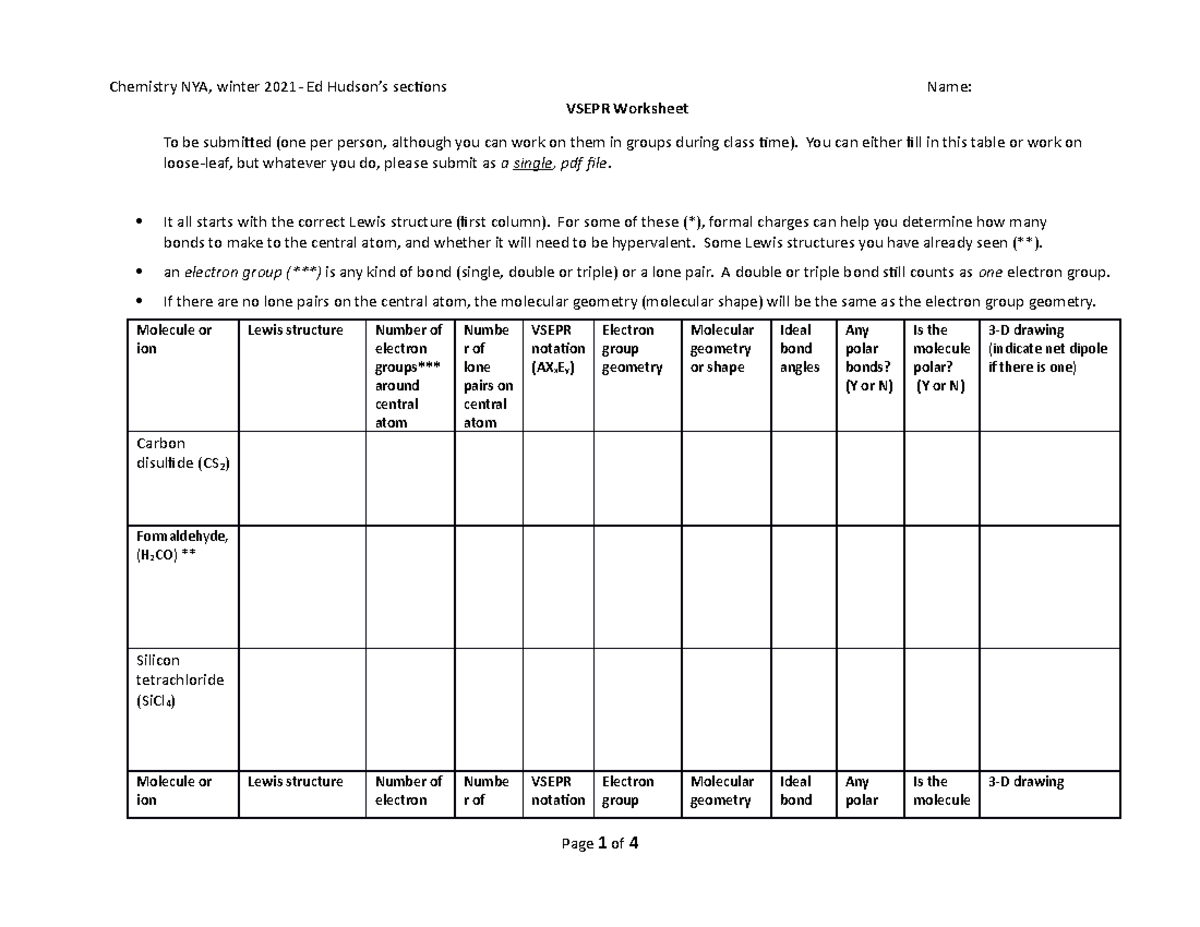 202-NYA winter 2021 Vsepr worksheet - Chemistry NYA, winter 2021- Ed ...