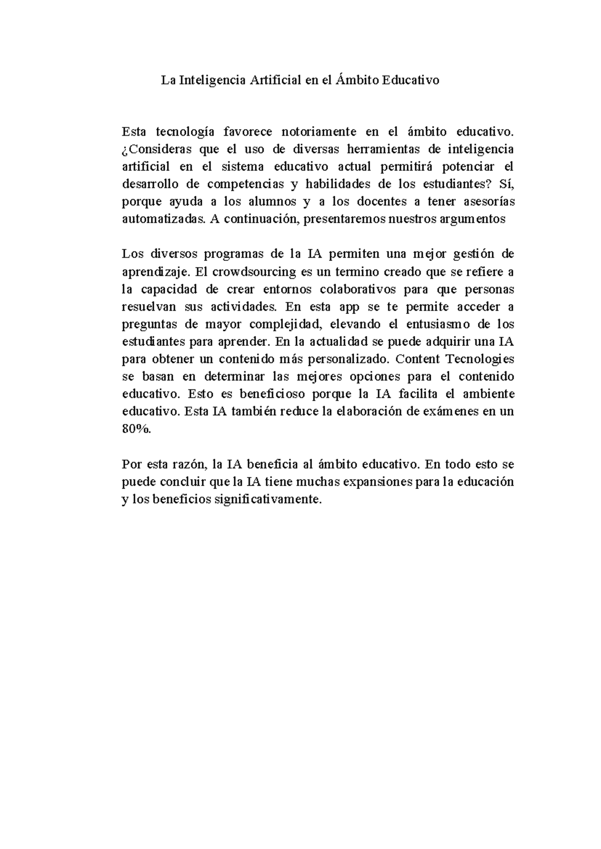 La Inteligencia Artificial en el Ámbito Educativo - ¿Consideras que el ...