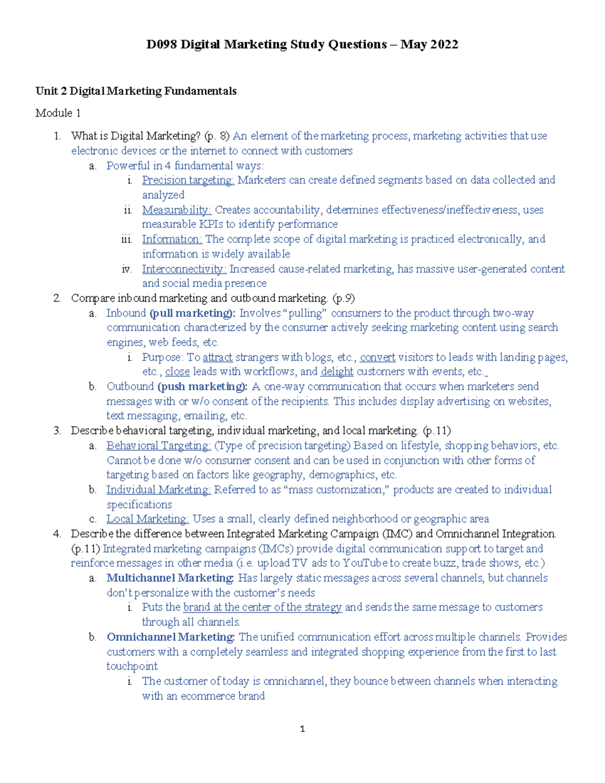 D098 Digital Marketing Study Guide D098 Digital Marketing Study