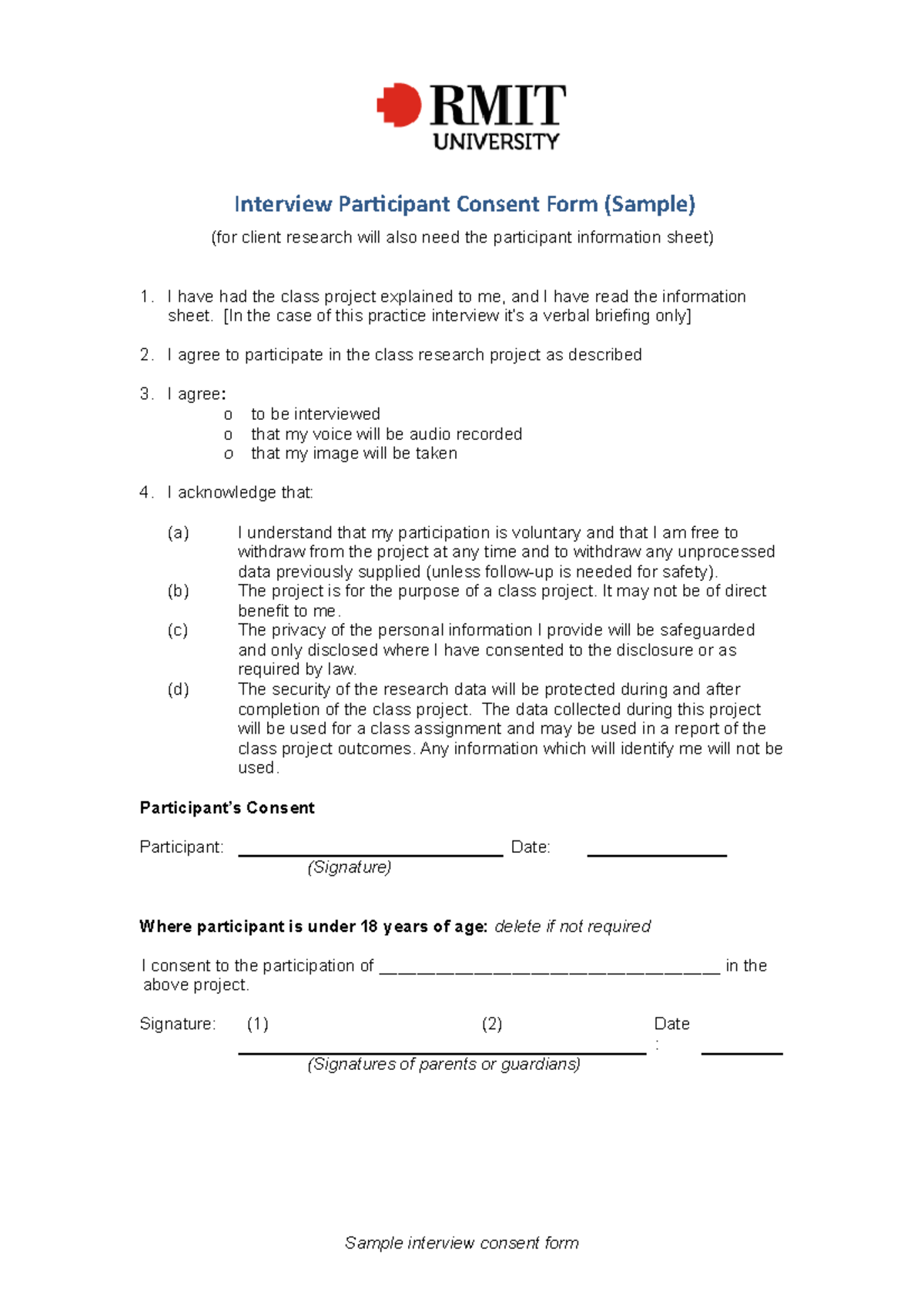 Participant Consent Form2018 - [In the case of this practice interview ...