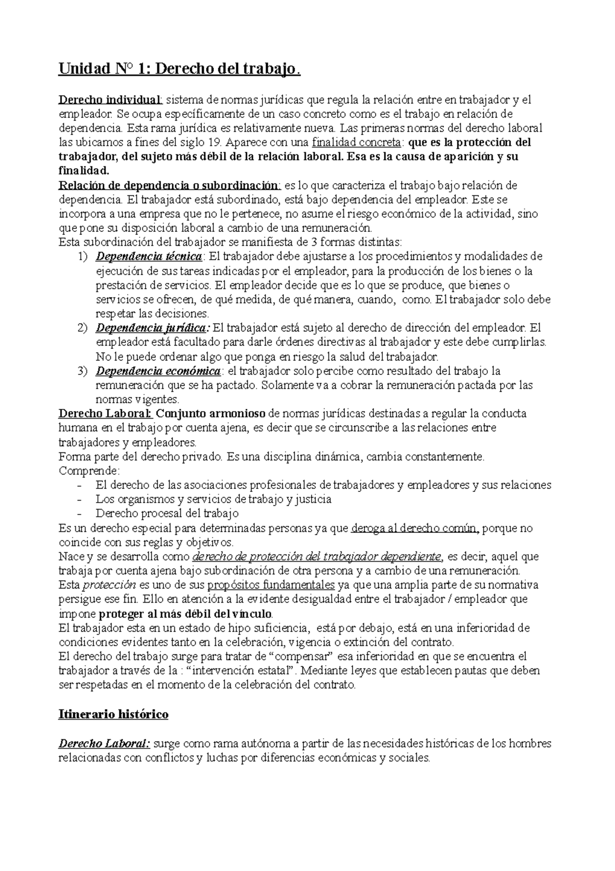 Unidad 1 - laboral - Unidad N° 1: Derecho del trabajo. Derecho ...