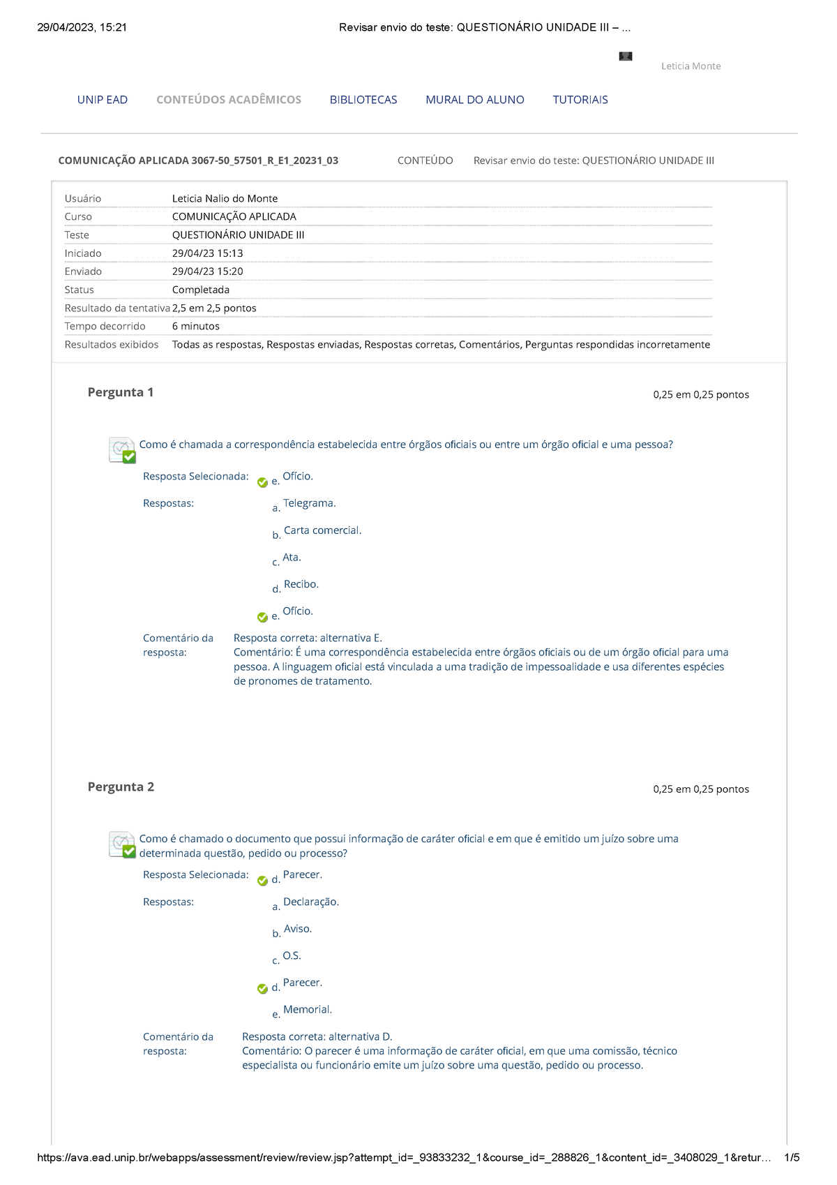 Revisar Envio Do Teste Questionário Unidade III Comunicação Aplicada ...