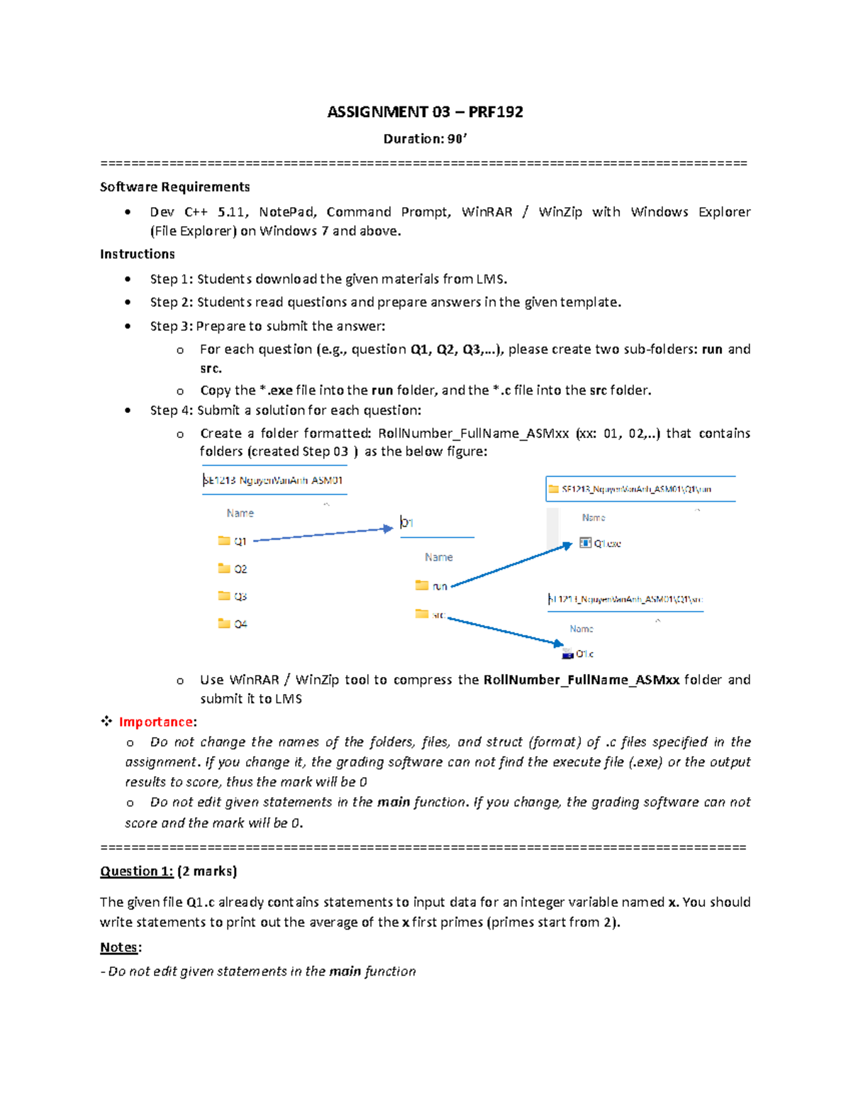 ASM 03 - assignment 3 - ASSIGNMENT 03 – PRF Duration: 9 0’ Software ...