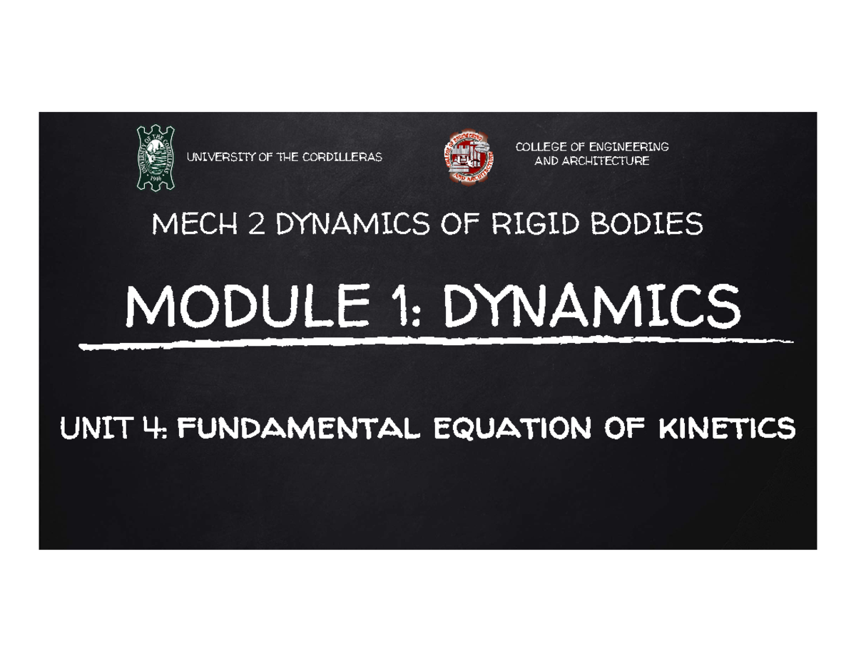 MECH 2 Module 1 Unit 4 Fundamental Equation of MECH 2