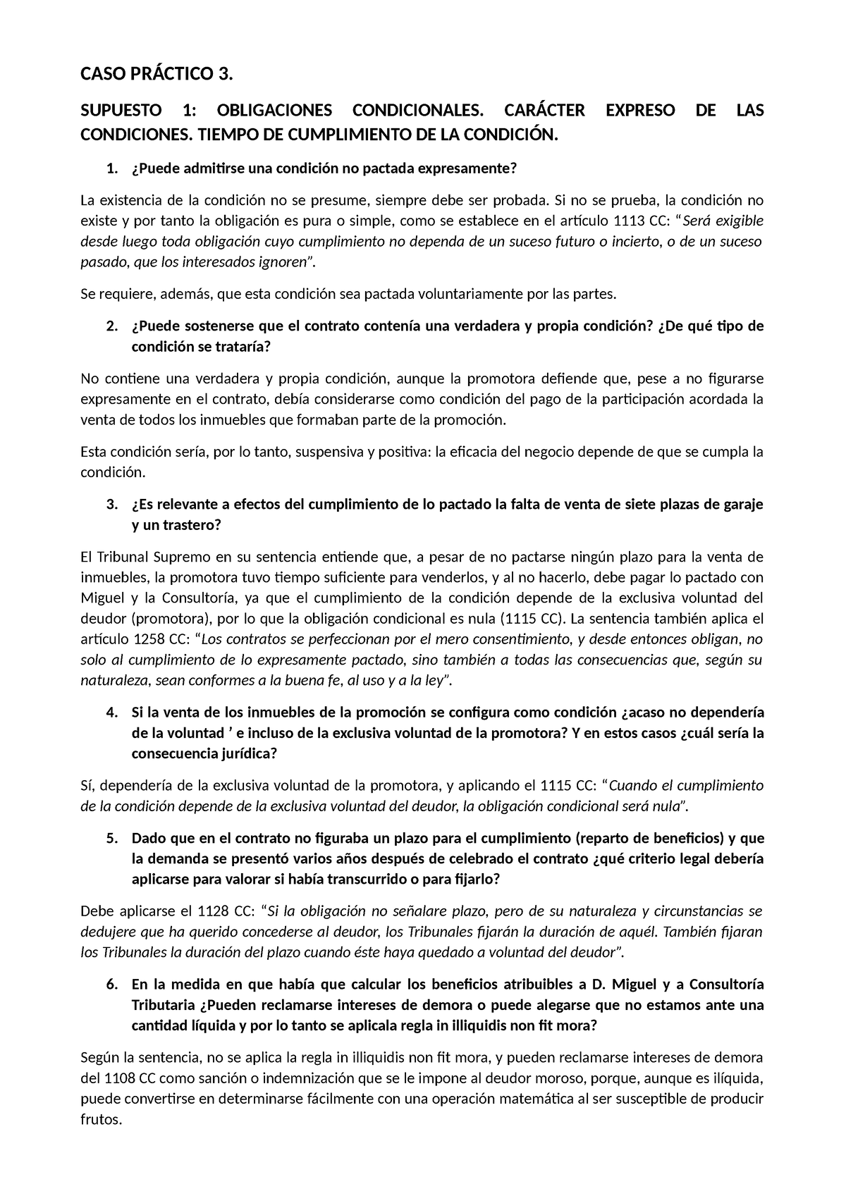 Caso Práctico 3 Corregido Caso PrÁctico 3 Supuesto 1 Obligaciones Condicionales CarÁcter 4928