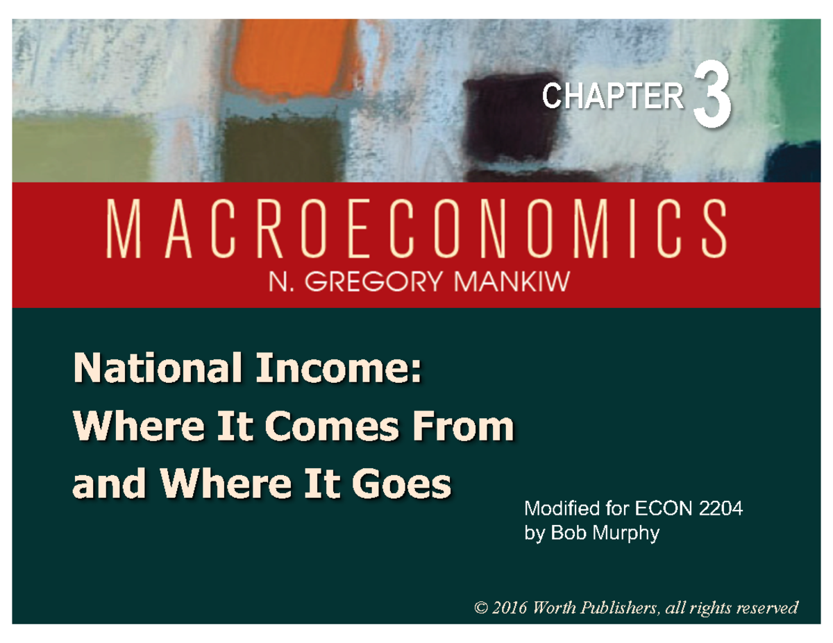 Slides- The GDP - Notes De Cours 3 - CHAPTER 3 National Income: Where ...