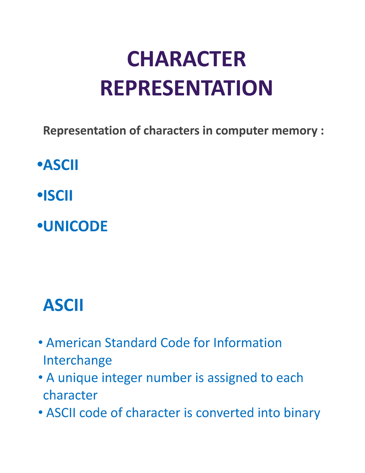 define character representation in computer