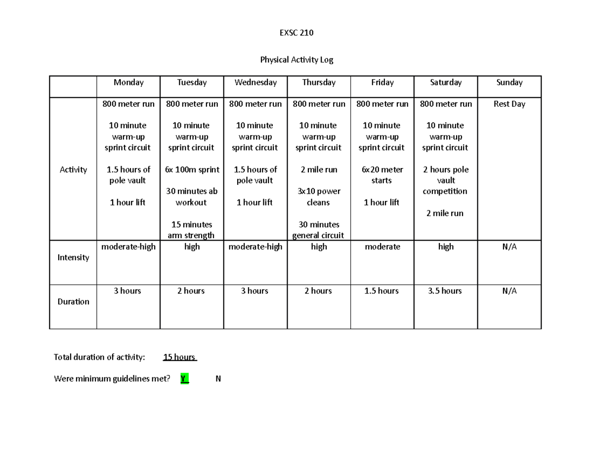 physical-activity-log-example-dr-irwin-exsc-210-physical-activity