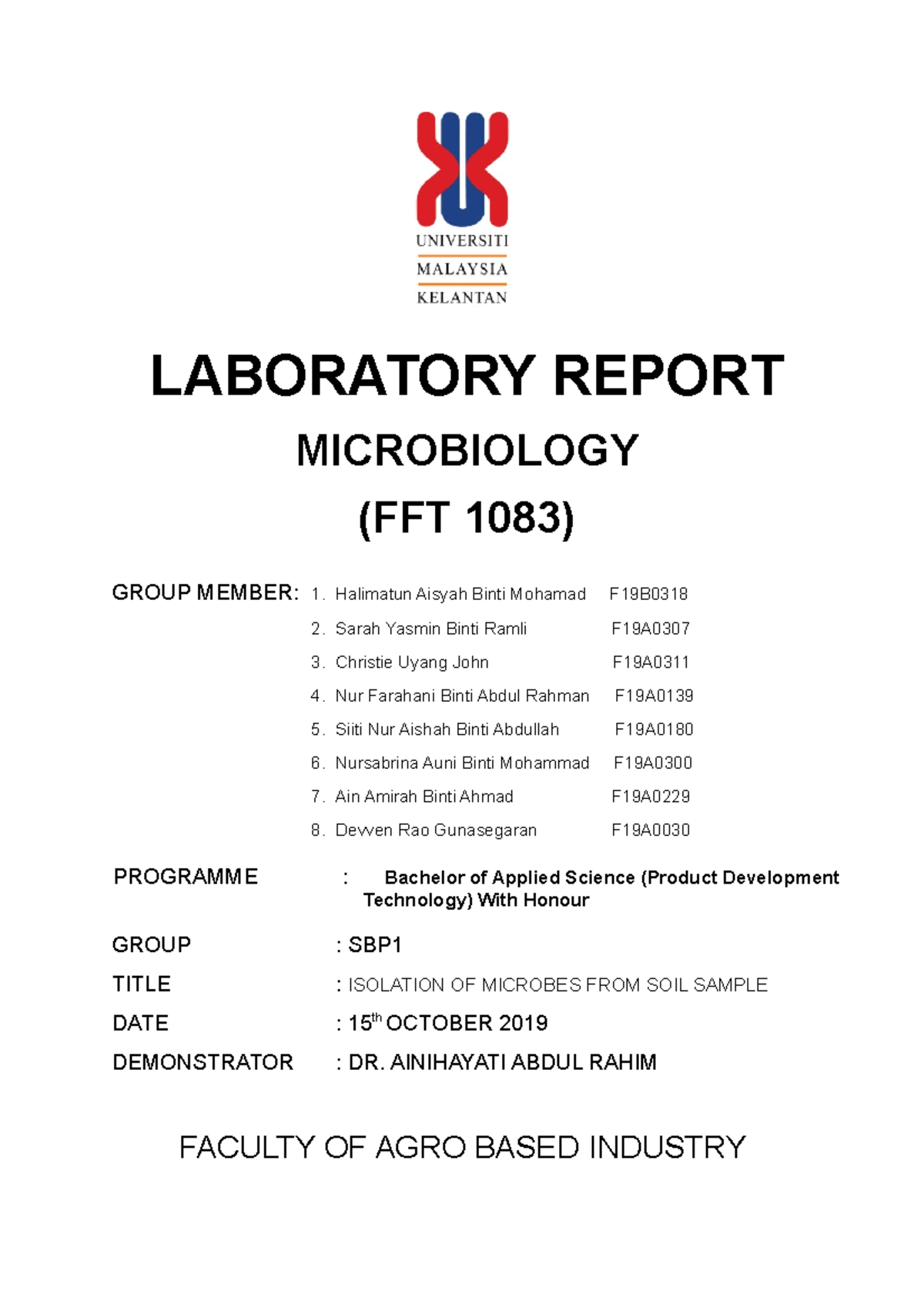 Experiment Soil Microbiology (Lab Reports) Product Development Technology UMK Studocu
