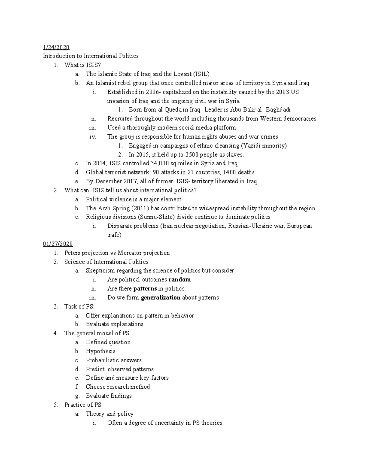 PSC 116 chapter 1-exam 1 - 1/24/ Introduction to International Politics ...