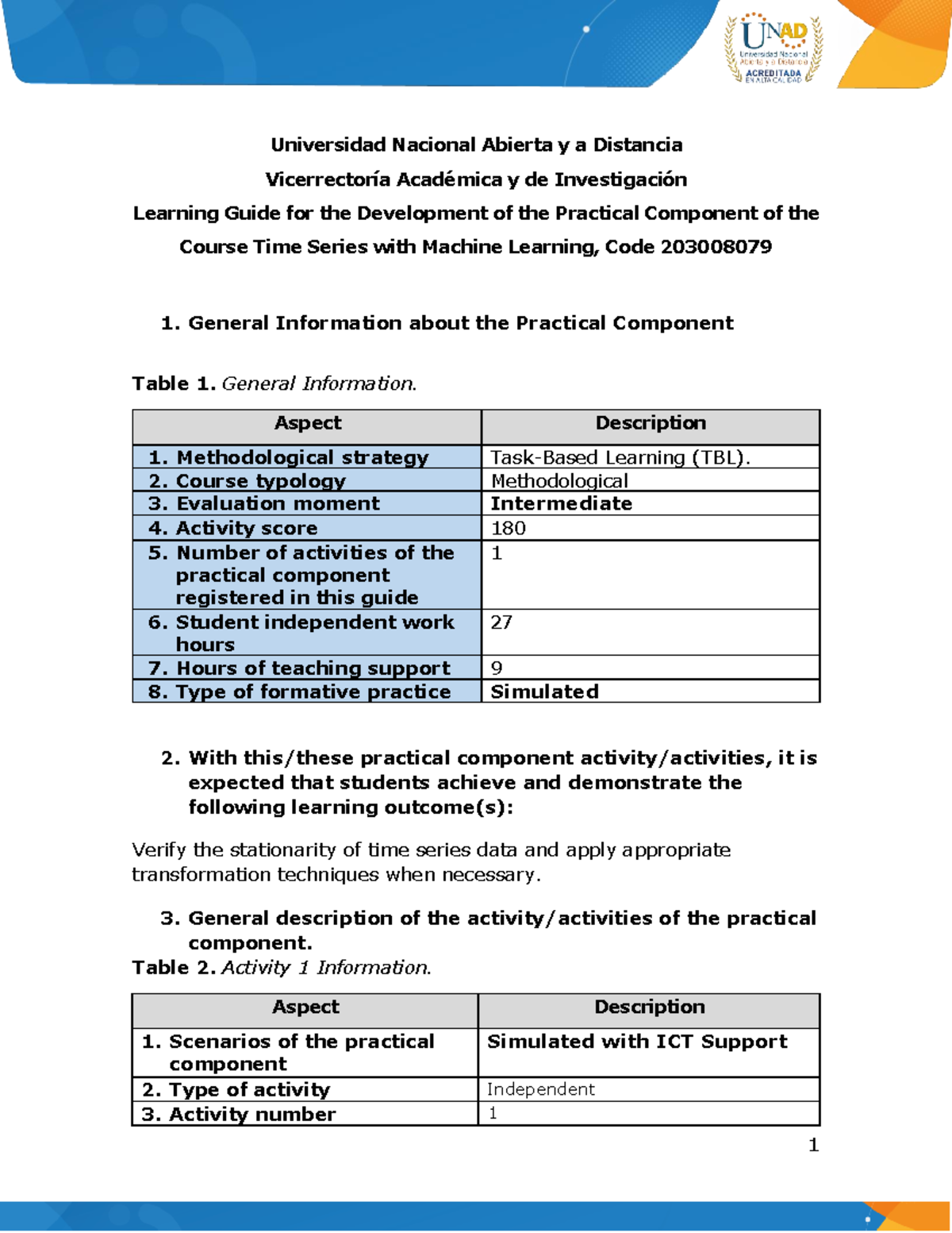 Activity Guide for the Development of the Practical Component - Task 2 ...