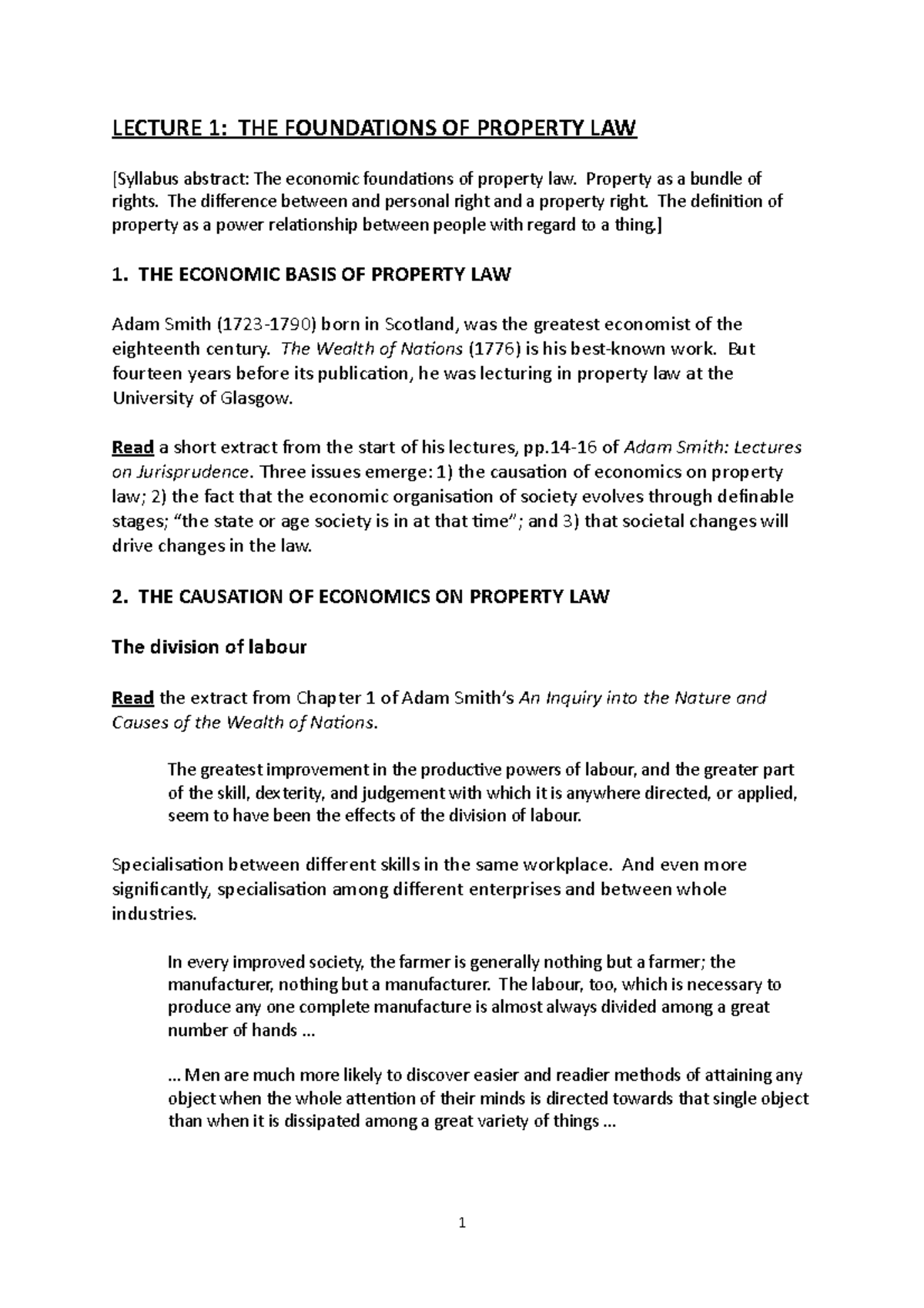 Lecture 1 the foundations of property LECTURE 1 THE FOUNDATIONS OF